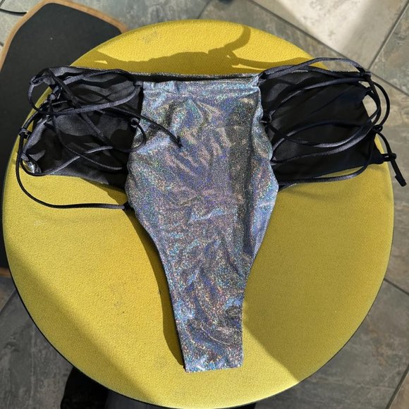 Women's Mini Metallic Hologram Two Piece Party Clubwear Beach Wear - Picture 15 of 16